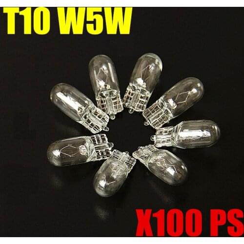 100Pcs T10 W5W 194 501 DC12V 4300K 5W wedges clear car light source Halogen Bulb Signal Interior Car light Lamp car light source