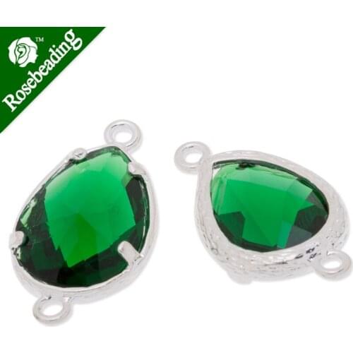 11.5x21mm framed glass,metal framed glass,Faceted glass,emerald,connectors,gemstone bezel,Sold 5pcs/lot-C3634