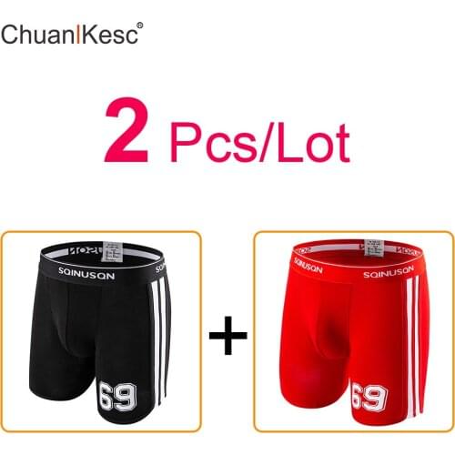 2Pcs/Lot Mens Underwear Pure Cotton Plus Long Size Sports Boxer Pants Loose And Comfortable Running Anti Wear Leg Shorts