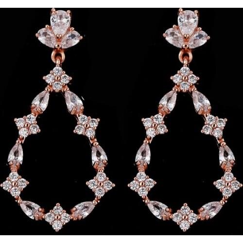 2020 NoEnName_Null New Eco-Friendly Beautiful Rose Gold Color Earrings for Women AAA CZ Girls and Women earings