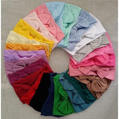 Bulk 30color U Choose Solid Nylon Headband Bow Headbands Kid Girls Very Soft Turban Head wrap Children Hair Accessories 36pc/lot