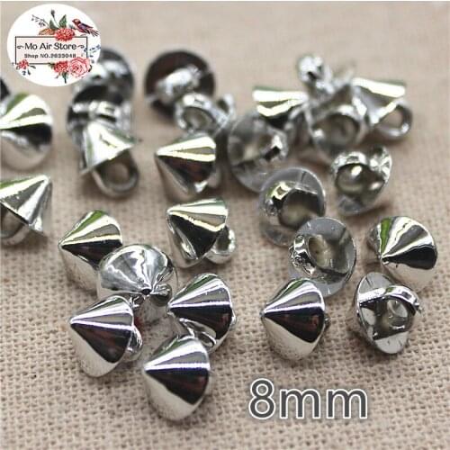 8mm 50pcs Fashion silver rivet plastic shank button for shirt,sewing button,garment accessories