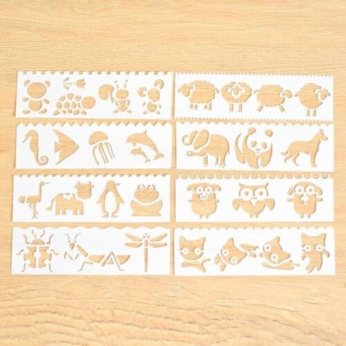 8pc Openwork Animal Panda Stencil Painting Template Embossing Template Stencils For Scrapbooking Decor Reusable
