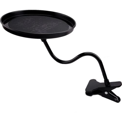 Car Black Round PC Phone Desk Food Cup Table Portable Clip Tray Stand Holder Universal 360-degree Swivel Design
