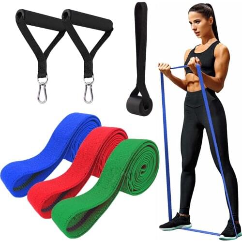 Long Resistance Bands Set Fabric Expander Elastic Pull Up Assistance Belt with Handles Door Anchor Workout Fitness Equipmen