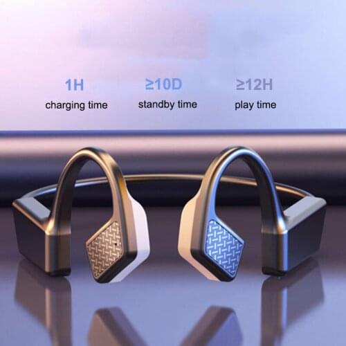 Wireless Sports Earphone Bluetooth 5.0 True Bone Conduction Outdoor Running 12H Playback Waterproof Headphones with Microphone