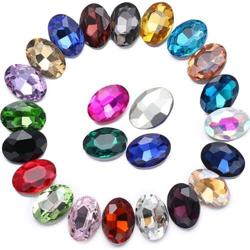 Glitter Piontback Glass Beads Crystals trim Oval Shape Strass Stones garment Craft Glue On Rhinestones For Clothes Gems Stones