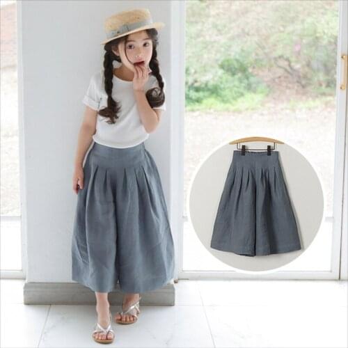 Girls Wide-leg Cotton Pants 8 10 years Japanese style Ankle-length Toddler Soft Pants Summer Autumn Kids Loose Trousers