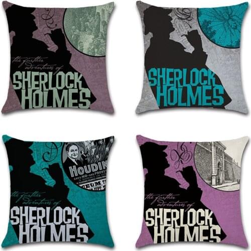 Detective Print Linen Beige Cushion Cover Pillow Case Decoration for Home Living Room Sofa Chair Friend Gift