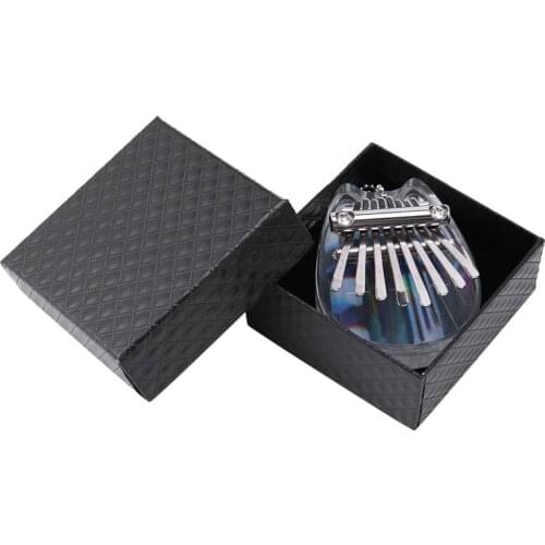 8 Key Colorful Kalimba Thumb Piano,Mini Transparent Acrylic Finger Piano Musical Instrument for Beginners,Cat