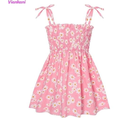 Print Dress 2021 Summer Seaside Beach Dress Children Suspender Children Floral Fashion Thin Dresses Girls Kids Costume Clothing