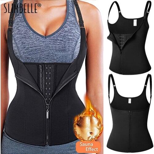 Women Waist Trainer Push Up Vest Tummy Belly Girdle Body Shaper Waist Cincher Corset Zipper Vest Plus Size Slimming Shaperwear