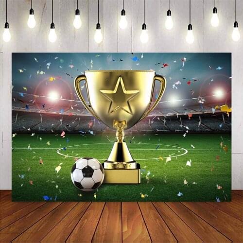 Photography Backdrops Custom Champion Cup Football Soccer Field Kid Decor Backdrop Photo Studio Banner audience platform