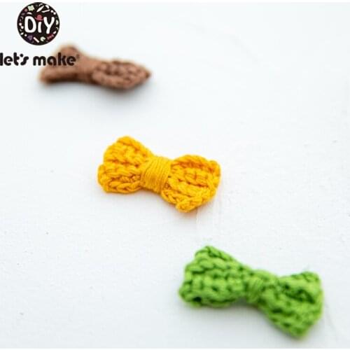 Lets Make 10PC Bow Tie Crochet Beads DIY Baby Teether Toy Gift Teething Soft Baby Products For Newborns Cotton PVC Free