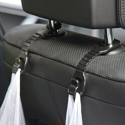Flexible Car Seat Headrest Hooks 2 Pack Strong and Durable Backseat Headrest Hanger Storage for Handbags/Purses/Coats, Black