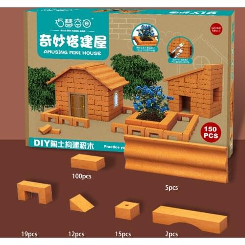 Newborn Baby Simulation House Building Scene Building Blocks DIY Cabin with Fun Graffiti Painting Pen Toys Pretend Play Toys