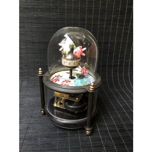 Exquisite Chinese Old-style Copper Three Small Fish Mechanical Clock