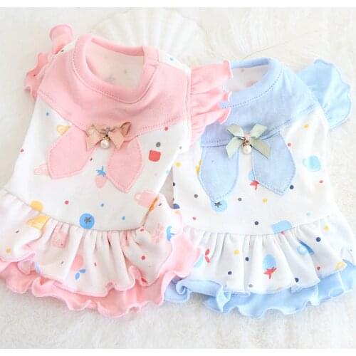 Rabbit Flower Strawberry Pet Dog Clothes Summer Dress Dog Vest Cat Dress Dog Cotton Dress Floral Pet Dress Clothing Princess
