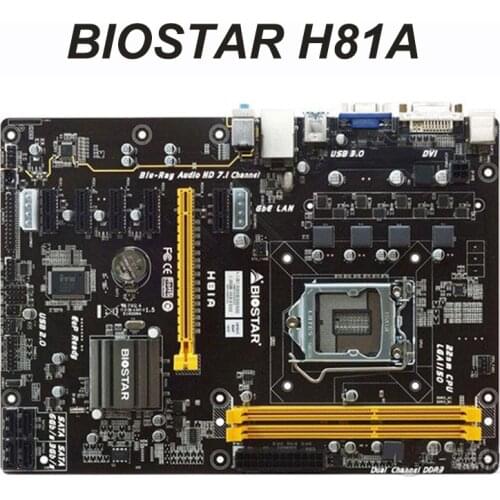 For BIOSTAR H81A Motherboard 1150 Intel H81 Core i7/i5/i3/Pentium Original BIOSTAR H81 Mine board 1150 DDR3 16GB DDR3 H81 Used