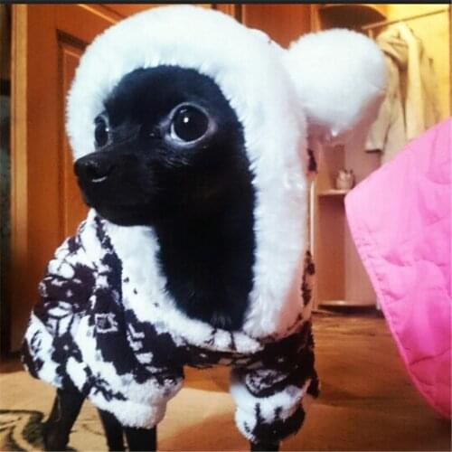 Cute Dog Coat Clothes Soft Coral Velvet Pet Jacket Jumpsuit Autumn Winter Hoodie Jumper Outfits For Small Puppy Doggie Pet Dog