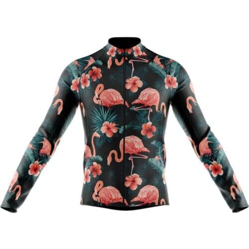 New Long Sleeve Flamingo Men Cycling Jersey Bike Wear Jersey WINTER FLEECE & THIN Cycling Clothing MTB Ropa Ciclismo