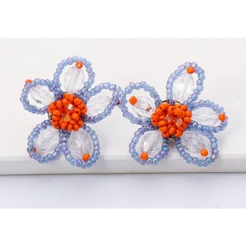 New Fashion Elegant Flower Shaped Stud Earrings For Women Korean Female Acrylic Beaded Statement Earring Party Jewelry Gifts
