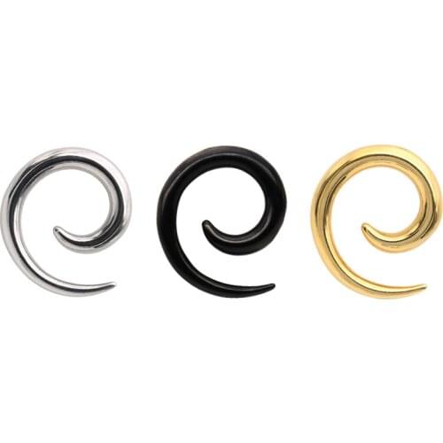 Wholesale Stainless Steel TitaniumEar Spiral Expanders Black Gold Steel Ear Tapers Fashion Body Piercing Jewelry 5mm 30pcs/lot