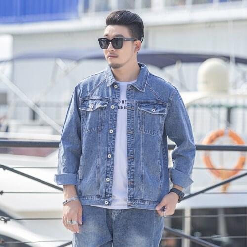 Autumn New Style Korean Fashion Mens Loose Casual Denim Jacket Classic Blue Mens High-quality Cotton Light Blue Jacket M-7XL
