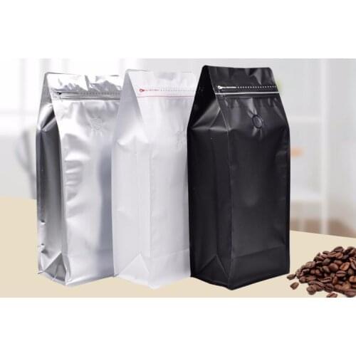 500pcs/lot Coffee Bean Bag 1 KG Volume Coffee Bean Pouch With One Way Valve Zip Lock Packaging Food Storage Bags 3 Color