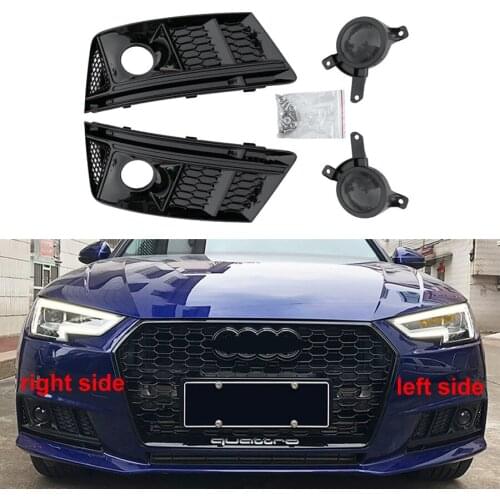 For Audi A4L 2017 2018 Front Fog Lamp Cover All Black ACC with Rtificial Eye Refitting RS4 B9 S4 Fog Lamp Frame