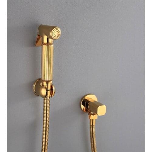 Toilet Bidet Faucets Gold Brass Bidet Mixer Faucet Bathroom Bidet Hand Shower Blow-fed Spray Gun Nozzle Single Cold Water Taps