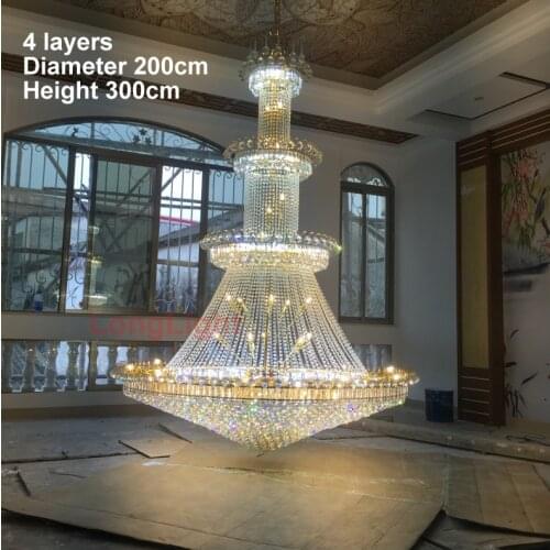 Modern Crystal Chandelier Lighting Large Lustre K9 Led Lamp Home Decor Upscale Royal Living Room Hotel