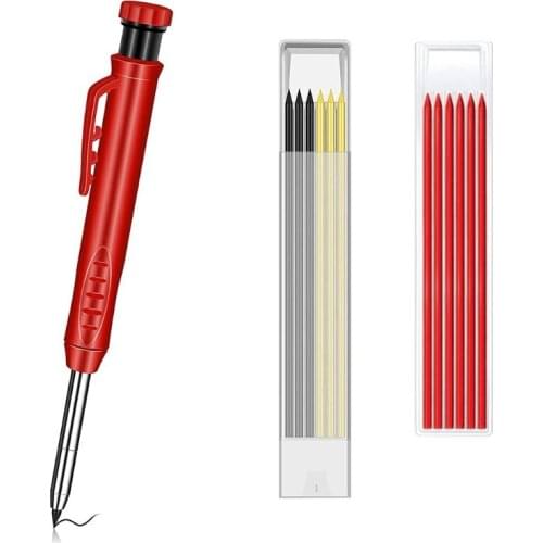 Solid Carpenter Pencil 6 Refills Working Accessories with Sharpener Mechanical Pencil for Architect Scriber Drop shipping
