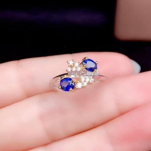 High Pure Natural And Real Sapphire Ring 925 Sterling Silver