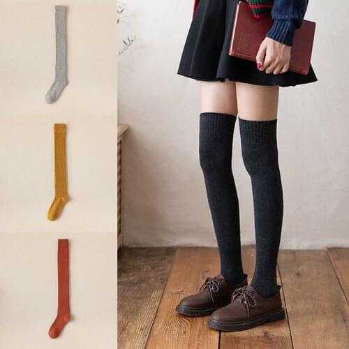 Women Sexy Thigh High Stocks Solid Casual Cotton Blended Soft Flexible Elastic Over Knee Warm Socks Girls Fashion Long Socks