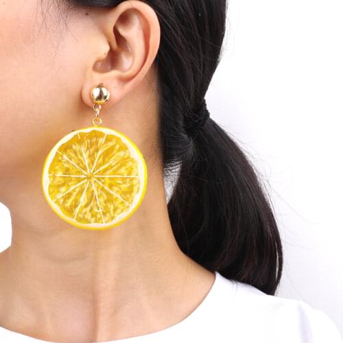 New Lemon Drop Earrings for Women Fresh Summer Fruits Dangle Trendy Jewelry Cute Girl Accessories