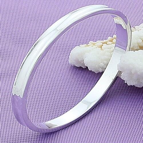 925 Sterling Silver Smooth Round Circle Bracelets Bangles for Women Fashion Simple Silver Bangle Minimalist Jewelry