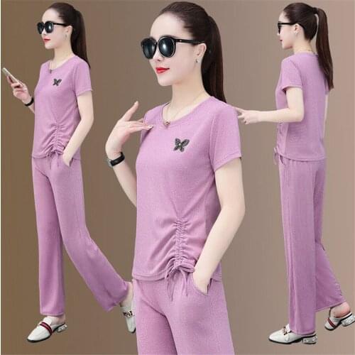 Tracksuits for Women Two Piece Sets 2021 Outfits Pants Suits and Top Elegant Summer Clothing