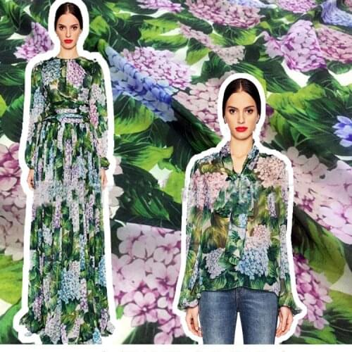 145cm*100cm designer printing fabric digital printing summer womens chiffon hydrangea polyester sewing skirt fabric dress