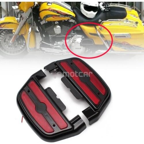 1pair Electra Alo Rear Passenger Footboard Pedal Footrest Black ABS Cover LED Lighted For Harley Touring Trike Softail Dyna