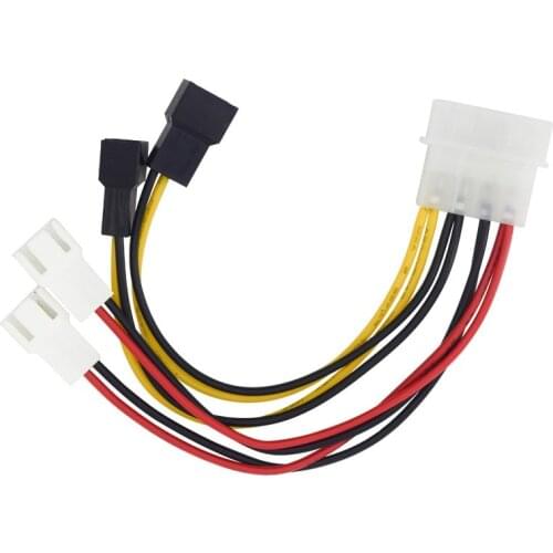 1pcs 4-Pin Molex to 3-Pin fan Power Cable Adapter Connector 12v*2 / 5v*2 Computer Cooling Fan Cables for CPU PC Case Fan cable