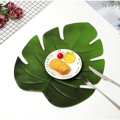 1PC Artificial Monstera Leaf Design Kitchen Placemat Mat Bowl Anti-Slip Pad EVA Dining Table Mat Party Decoration