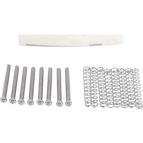 1pcs Saddle Bridge Bone Bone Guitar Saddle & 8Pcs M3X30MM Electric Guitar Humbucker Pickup Screw and Springs - Silver