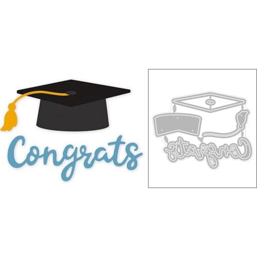 2020 Hot New Bachelor Cap Word Congrats Graduation Student Metal Cutting Dies Foil and Scrapbooking For Card Making no stamps