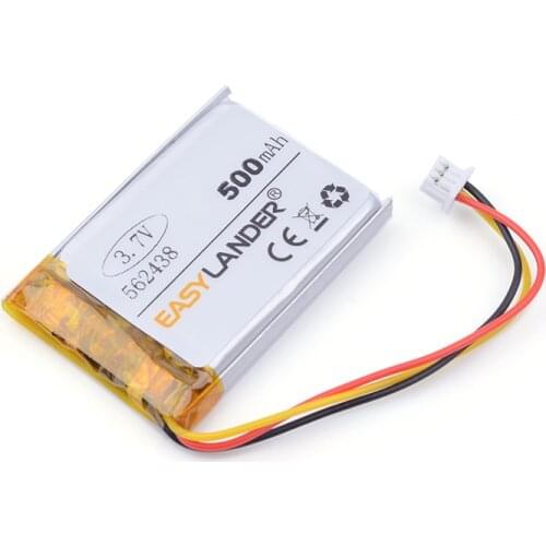 3 thread Free shipping 3.7V 500mAH 562438 PLIB polymer lithium ion battery for mp3 mp4 DVR Sho-me Combo 1 Shome combo A1