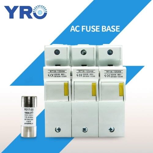 AC 1Sets 3P Fuse Base 690V With 22x58MM Fast Blow Ceramic Fuse Core 63A 80A 100A 125A RO17