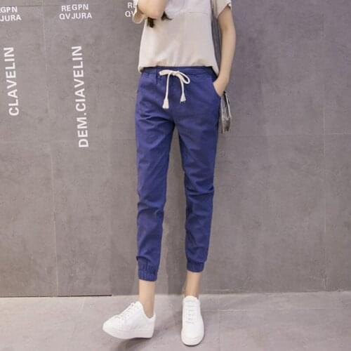 Casual Cotton and linen Pants For Women Summer Loose Harem Womens Pants Elastic Waist Trousers Female Pants 2020 plus size