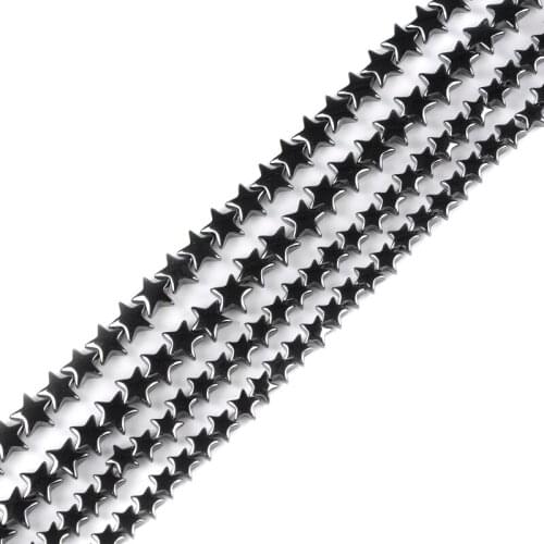 Natural Stone Pentagram Star shape Black Hematite beads Loose 6mm 8mm beads for Jewelry bracelet necklace Making DIY Accessories