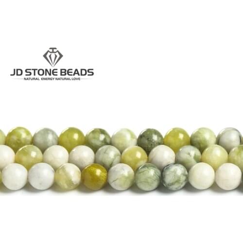 Factory price Natural Flower Jade Stone Round Loose Beads 4 6 8 10MM Pick Size For Jewelry Making Needlework DIY Accessories