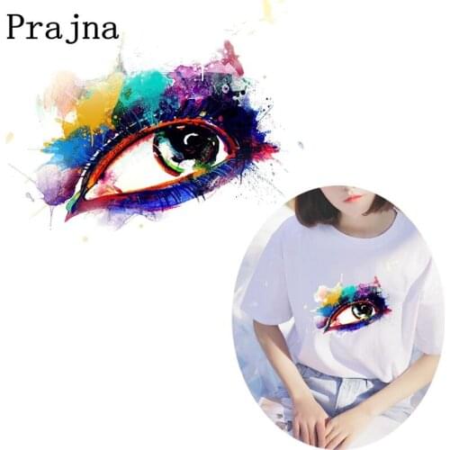 Colorful Eyes Patch Heat Transfers Vinyl Iron on Transfer for Clothing Cartoon Lovely Badge Ironing Sticker DIY Applique A Level